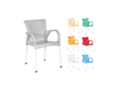 Q plastic chair with armrest & steel legbase